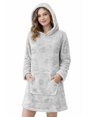 Wizarding World Harry Potter Plush Fleece Hoodie Dress Lounge Pullover Gray